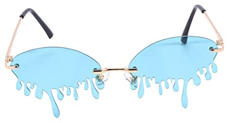 LIFKOME Sonnenbrille Tränenform Grün Lustige Kreative Sonnenbrille Tropfenform Party Brille Damen Herren Bühnenshow Kostümzubehör Festival Foto Requisiten Outdoor