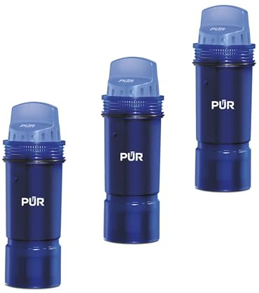 PUR Water Pitcher & Dispenser Replacement Filter 3-Pack, Genuine PUR Filter, 3-in-1 Powerful Filtration for More Chemical & Physical Substance Reduction, 6-Month Value, Blue (CRF950Z3)