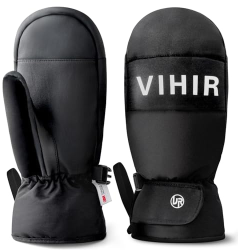 Vihir Guanti da Sci Impermeabili, Guanti Invernali per Uomo Donna Touchscreen 3M Thinsulate, Guanti da Snowboard Caldi Antiscivolo per Sci, Snowboard, Ciclismo, Arrampicata
