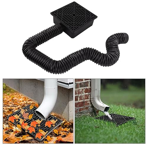 Gutter Downspout Extensions, No Dig Low Profile Catch Basin Downspout Extension Kit for Yard, Ground and Lawn, Flexible Pipe Extension to 8ft, Protect House Foundation