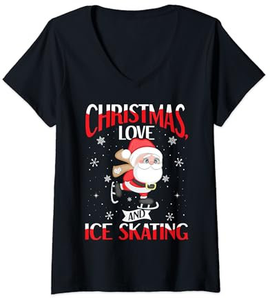 Ice Sakting Eiskunstlauf Outfit Weihnachten Liebe Eislaufen T-Shirt mit V-Ausschnitt