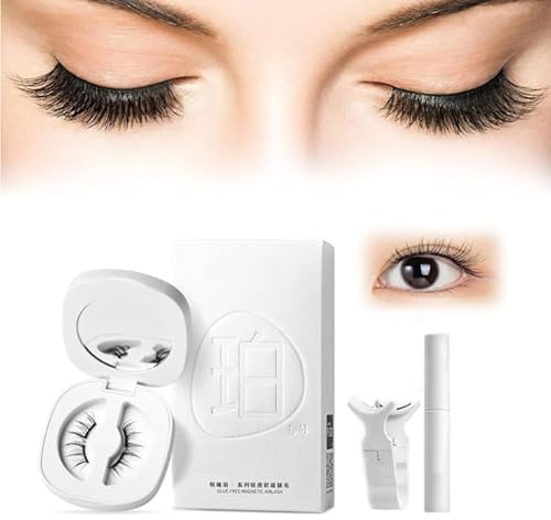 Wasado Magnetische Wimpern Set - Weich, Natürliches Aussehen, Wasserdicht, Wiederverwendbar, Doppelt Magnetisch (Schwarz)