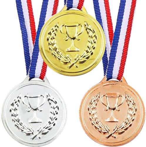 LHCUPGE Wettbewerbsmedaillen Medaille für Kinder Gewinner Medaille mit Gravur Trophäen Muster Medaillen Plastik mit Band Medaillenset Kindergeburtstag Sport Auszeichnungen