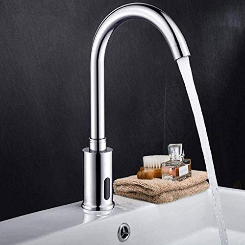 Robinets de lavabo de salle de bain durables, robinet à capteur infrarouge automatique, lave-mains chaud et froid, matériau en laiton de qualité, adapté aux toilettes de salle de bain d'hôtel,