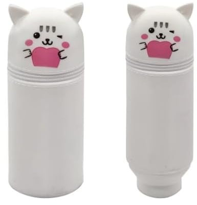 CYGMRFH Kawaii Federmäppchen, 2 in 1 Stifteköcher Schön Stehendes Mäppchen Katzen Bleistifthalter Schulbedarf Schreibtisch Organizer für Kinder Studenten Erwachsene Schule Büro…