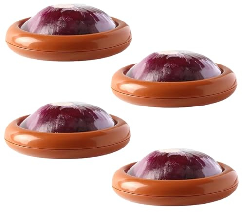 4pcs Cajas de conservación de Frutas y Verduras, Keeper de Aguacate Cebolla Tomate Limón, Recipiente de Conservación de Alimentos con Tapas, Contenedor de Almacenamiento para Frigorífico (Cebolla)