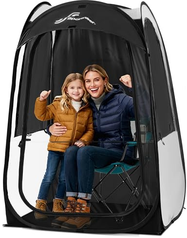 Sportneer XL Pop Up Sports Tent, 46 L x 46 W x 63.5 H Clear TPU Outdoor Shelter for 1 Adult & 1 Child, All-Weather Warm Bubble Pod with Instant Setup, Wind & Rain Protection for Spectators