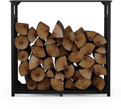 blumfeldt Porta Legna da Esterno Valdivian – 2,3m³ Portalegna con Tetto in Acciaio & Copertura Antipioggia, Robusta Struttura in Acciaio, Design Estetico, Include Borsa per Il Trasporto