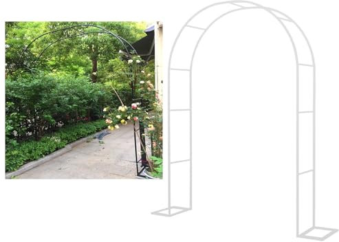 Arche de jardin en acier pour plantes grimpantes - Arche en métal pour diverses fleurs - Décoration de fête de mariage - Blanc (3 x 2,2 x 0,4 m)
