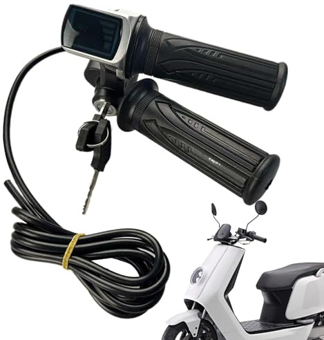 Empuñaduras de mango del acelerador, manubrio giratorio para scooter, acelerador de ciclo, acelerador de motocicleta eléctrica, mango de control del acelerador, pantalla de voltaje LCD, mango del