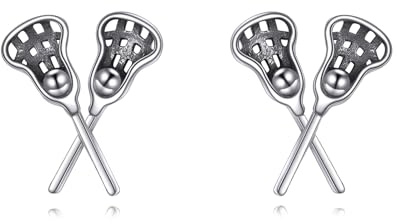 DAYLINLOVE Lacrosse/Hantel/Kettlebell Ohrringe 925 Sterling Silber Sport Ohrstecker Hypoallergen Fitness Schmuck Geschenke für Frauen