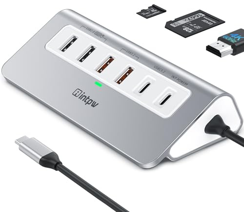 P9 PRO USB C Hub 10 Gbps, docking station USB C 9 in 1 con HDMI 4K a 60 Hz, tipo C e 2 Type-A 3.2, 2 USB-A 2.0, PD 100W, porta SD/TF, hub USB in alluminio per laptop, iPhone serie 17, MacBook Air/Pro
