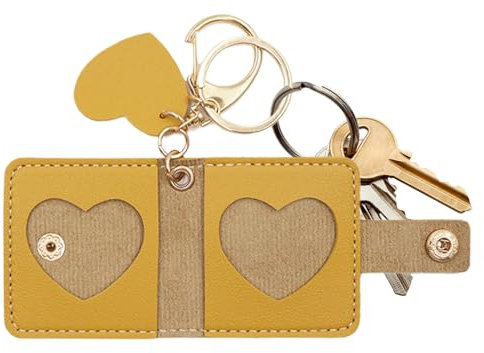Mini-Fotoalbum-Schlüsselanhänger | Fotorahmen-Schlüsselanhänger – leicht zu öffnender Album-Anhänger mit Schutz-Aufbewahrungstasche für Damen und Herren, Geburtstag, Valentinstag, gelb, Refer to