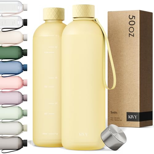 KIVY Botella de Agua Tritan 1,5 L - Estanca & Apto para Lavavajillas - Para Deporte, Gimnasio, Escuela y Oficina - Botella Deporte - Garrafa de Agua para Gym - Botellas Agua 1,5 L -Sin BPA