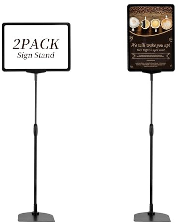 WeeGoo 2 Pcs A4 Poster Floor Stand, Black Tabletop Sign Display Holder