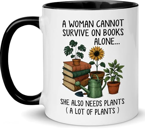 Affordali Mothers Day Plant Gifts, Book and Plant Lover Coffee Mug, Mugs for Reading and Gardening Lovers, Book Lover & Gardener Mug, Novelty Design for Bookworm and Gardening Enthusiasts