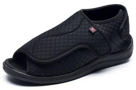 Chaussons Diabétiques Extra Larges pour Pieds Gonflés Large Oedème Chaussures Orthopédique Sandales Bout Ouvert pour Femmes Hommes (Noir, Adulte, 40, Numérique, Système Taille Chaussures EU, Large)