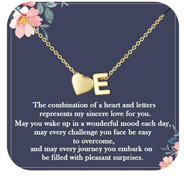 Aretas Collana con cuore in oro e lettere per donne ragazze A-Z con ciondolo a forma di cuore, collana personalizzata in oro, collana con cuore, gioiello, regalo, Rame