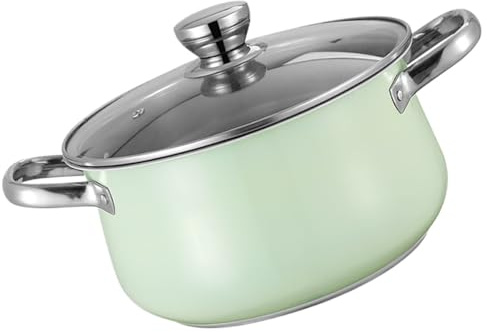 Veemoon Marmite en Acier Inoxydable 24 CM avec Couvercle Casserole Épaisse à Double Poignée Compatible Cuisinière Induction et Gaz Pot à Soupe Multifonction pour Cuisson Maison et