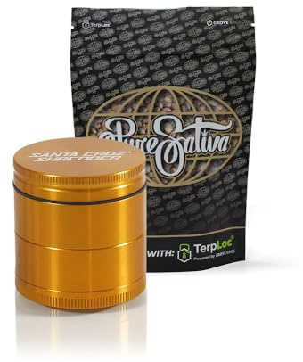 Santa Cruz Shredder 4 Piece Medium Metal Grinder in Gold + 28g Grove Bag