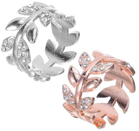POPETPOP Anillos para Bufandas de Mujer 2 Piezas, Clip de Metal Diseño de Hojas, Soporte Decorativo para Bufandas de Seda, Broche Ligero y, Accesorio Elegante para Chales y Vestidos