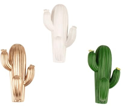 Healeved Lot de 3 Crochets Auto-adhésifs en Résine Forme Cactus, Crochets Porte-manteaux sans Poinçon, Rangement Pratique pour Vêtements et Serviettes, Maison et Salle de Couleur Aléatoire
