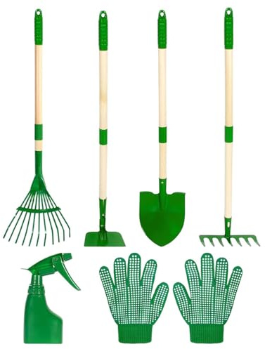 Children's Gardener Set - Wooden Steel Shovel Set,Garden Tools for Kids - For Outdoor Fun in Garden, Park, Sandbox, Playground, 3 Years and Up