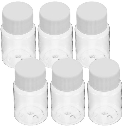ULTECHNOVO Botellas de Plástico para Medicina de 30ml, 6 Unidades | Boca Ancha, Tapa Incluida, para Viaje y Hogar, Ligeras, Aptas para Almacenamiento y Muestreo