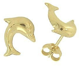 Ohrstecker Delfin echt 14 Karat Gold 585 9x10mm (Art.811020)