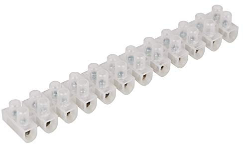 MC POWER - Lüsterklemme | 5A / 4,5mm-Ø, transparent | 12-polig, Weichplastik, doppelte Schraubklemmen, trennbar | Elektroinstallation | Leitungsanschluss | Montage