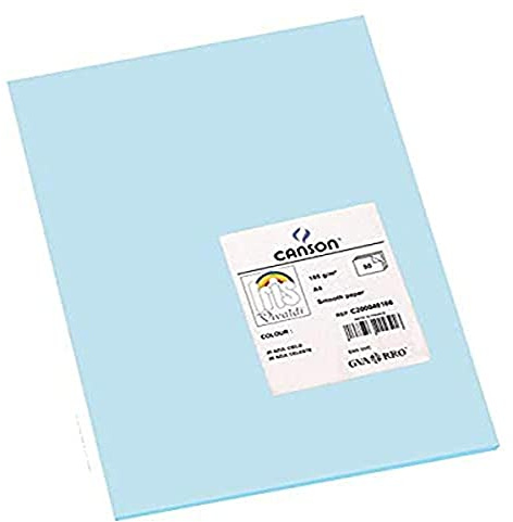 Canson 200040166 Iris Vivaldi glattes, farbiges Papier, A4, himmelblau 20