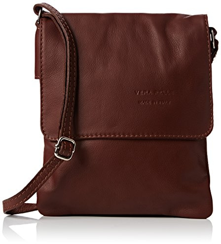 Girly Handbags Sac bandoulière en cuir véritable Vera Pelle pour femme Sac messager Holiday Chocolat Noir