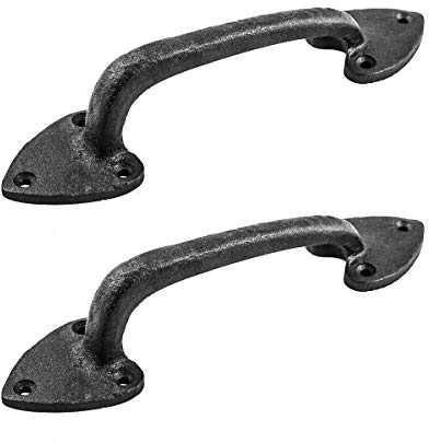 Renovators Supply Manufacturing Cabinet Handles for Cabinets and Drawers 7.5 in. Black Wrought Iron Cabinet Pulls with Mounting Hardware Pack of 2