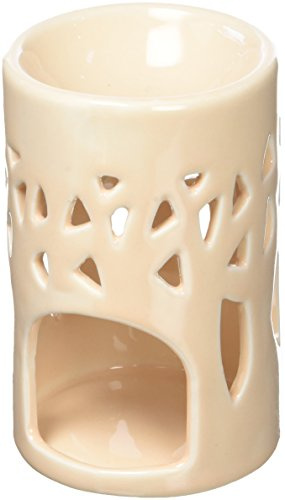 Brûle Parfum Brûleur Fondant Cire Parfumée – Diffuseur Huile Essentielle et Parfum – Bougeoir Photophore Aromathérapie en Céramique Beige avec Projection de Lumière – Hauteur : 11 cm - Zen’Arôme