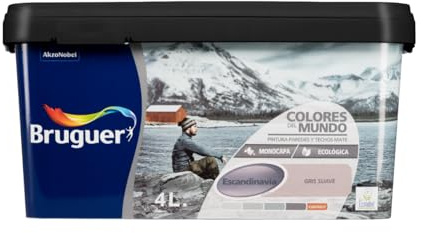 Bruguer Colores del Mundo Pintura para paredes monocapa Escandinavia Gris Suave 4 L