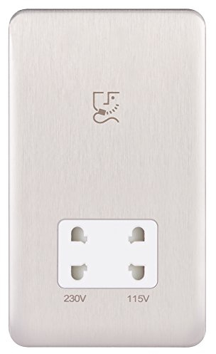 Schneider Electric Lisse Deco - Presa per rasoio, senza viti, doppia tensione, 115/230 V, GGBL7090WSSS, in acciaio inox con inserto bianco
