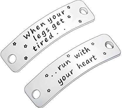 BESPMOSP When Your Legs Get Tired Run with Your Heart Lace Tag Trainer Tags Gift For Runner Fitness Gym Get Fit Running Inspirational Shoelace Charm