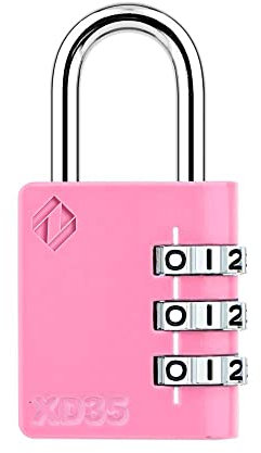 ZARKER XD35 Lucchetto con combinazione a 3 cifre piccolo e resistente per valigia, armadietto, palestra, cancello, capannone, cassetta degli attrezzi, porta con codice - Rosa 1 confezione