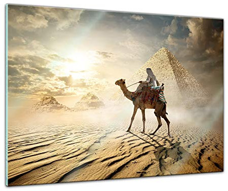 Bilderdepot24 Glasbild Pyramiden im Nebel - 80 x 60 cm - Deko Glas - brilliante Farben, inkl. Aufhängung