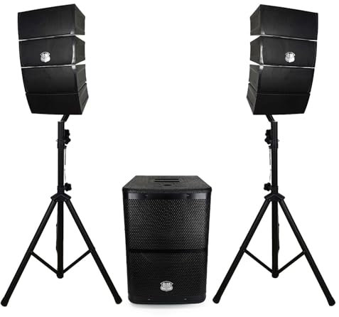 Pack DJ Pure Array 1000 - Enceintes Satellites + Caisson + Pieds - 1000W USB/SD/BT