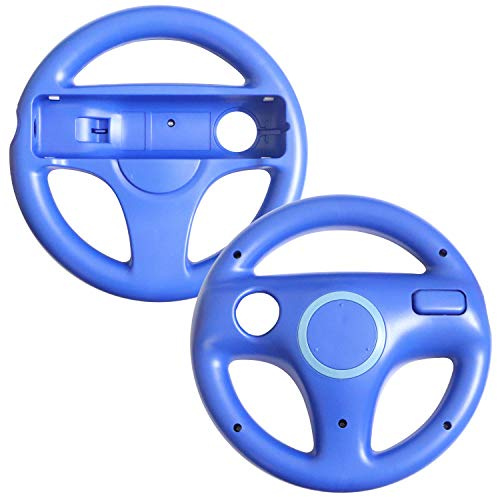 TheMax { 2 Pack ) Wheel Steering wii Controller Design Stand Mario Kart Racing Game Steering Wheel Stand For Wii Game Controller (Dark Blue x2)