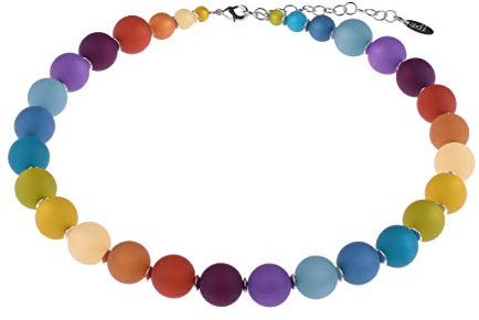 Adi Modeschmuck Polariskette 'Mayla', klassische Kugelkette aus 14mm original italienischen Polaris Perlen, handgefertigt in Berlin (Bunt)