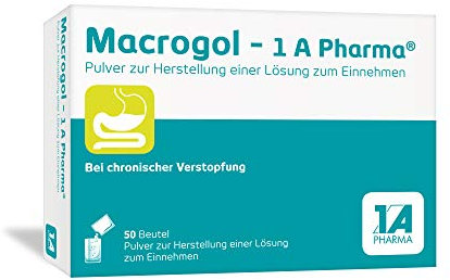 Macrogol - 1 A Pharma® Pulver gegen Verstopfung | 50 Stk | Bei chronischer Verstopfung | Bewährtes Abführmittel | Hausapotheke | Wirkt sanft