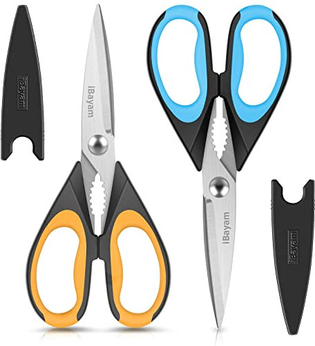 Tijeras de cocina, tijeras de cocina resistentes, paquete de 2 tijeras de cocina aptas para lavavajillas de 9 pulgadas, tijeras