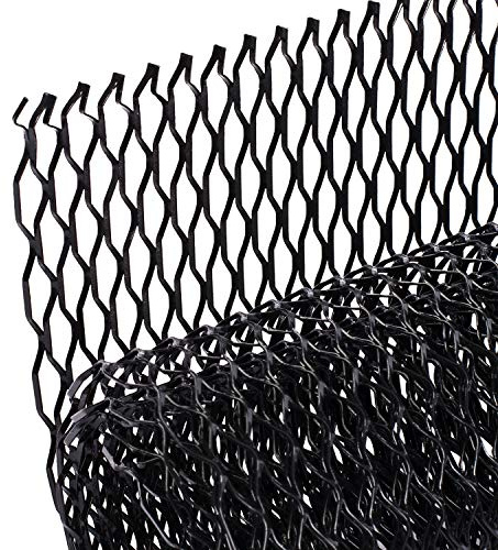 AggAuto 100×33cm Negro Rejilla de carreras, Tamaño del Gaviota de 8×25mm, rejilla estirada de aleación de aluminio, ajuste universal rejilla del radiador del automóvil