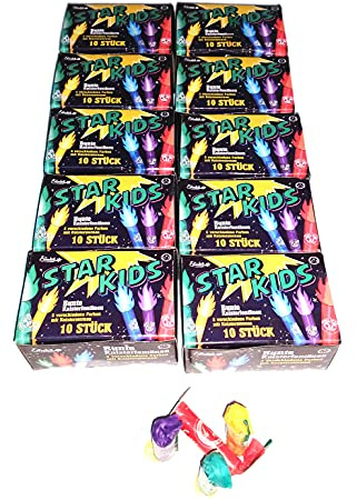 vama Funke StarKids kleine Knisterfontänen mit farbigen Flammen und ökologischem Pappfuß (10 Packungen)