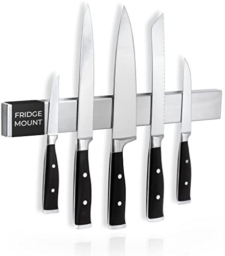 CUCINO Magnetleiste Messer mit extra starkem Magnet - Speziell für den Kühlschrank, beidseitig magnetische Leiste aus Edelstahl - 40cm