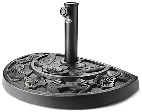CHRISTOW 15kg Half Parasol Base Garden Umbrella Stand Balcony Sun Shade Holder Weight (38mm and 48mm Adaptor)