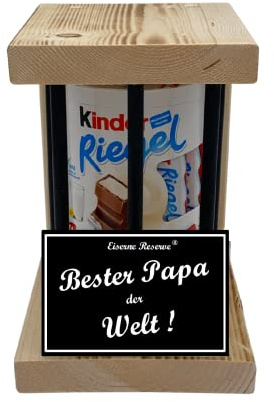 Kinder Riegel - Notfall Geschenk - Black Edition - Bester Papa der Welt - Papa Geschenk - Die süße lustige Geschenkidee aus Holz für Männer und Frauen