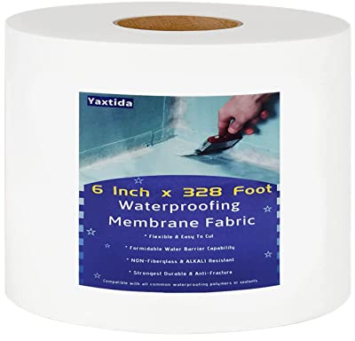 Yaxtida 6 Inches X 328 Feet Waterproofing Membrane Anti Fracture Fabric, Reinforcing Water Barrier Drywall Mesh Tape, Liquid Waterproof Membranes Fiberglass Tape for Shower Wall,Leak,Seam